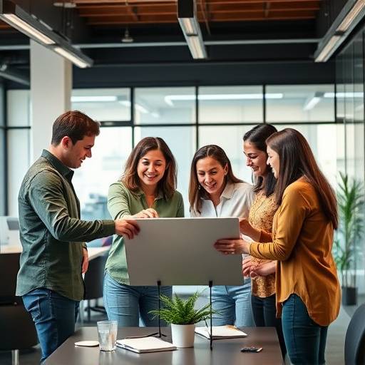 Un equipo diverso trabajando juntos en un proyecto, mostrando colaboraci&oacute;n y cambio positivo